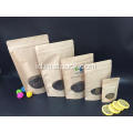 Kertas Kraft Reclosable Stand Up Pouch dengan Zipper